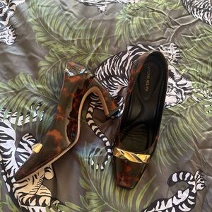 ANTONIO MELANI Tortoise Shell and Gold Heels
